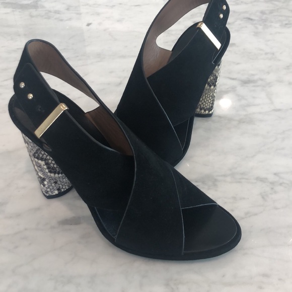 BCBG Max Azaria black suede and snakeskin sandal - Picture 2 of 7